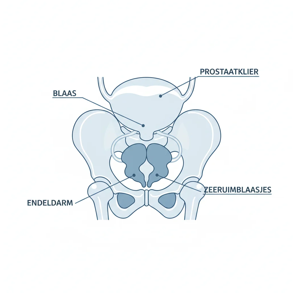 Educatief anatomisch schema van de prostaatregio bij mannen - ter illustratie